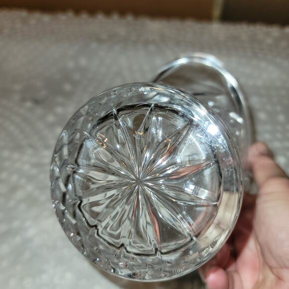 Crystal Clear Glass easter basket planter VASE diamond cut pattern woven - Picture 5 of 9